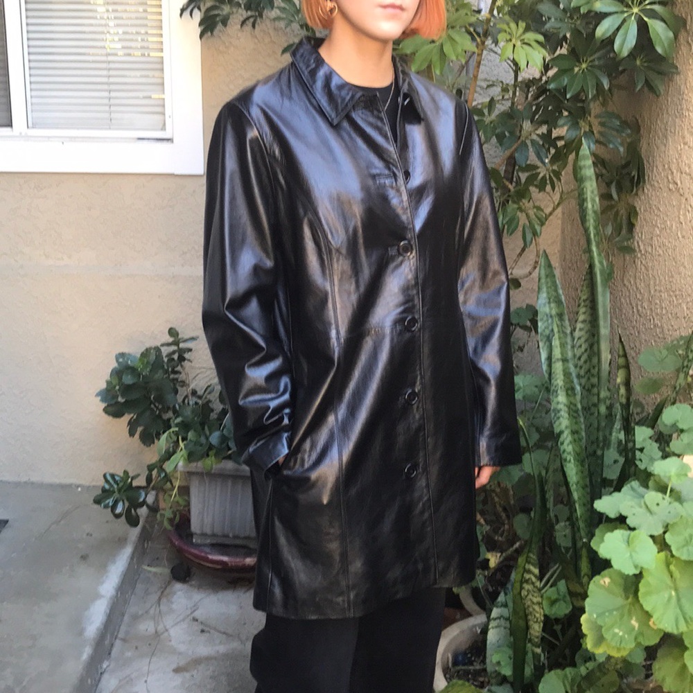 Vintage black lamb leather coat